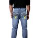 European Men's Slim Fit Jeans Stretch Sky Blue Embroidered Straight Leg Casual Trousers mid Waist Long Jeans for Men_mkmklike.com