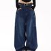 Women's Clothing Retro Big Pocket Scimitar Jeans For Women Spring And Autumn Hot Girl High Street Design Loose Wide Leg Mopping Pants_mkmklike.com
