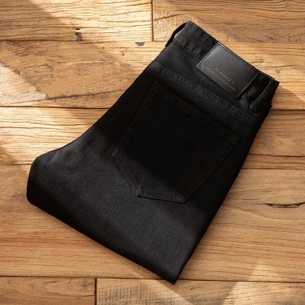 Men's High-End Stretch Cropped Jeans Slim Straight Leg Comfortable Black Casual Pants For Autumn/Winter_mkmklike.com