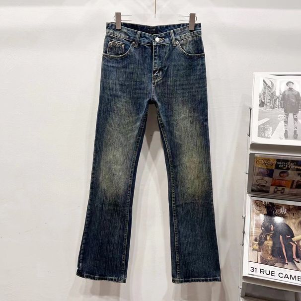 Parisian Vintage-Inspired Couple Jeans – Distressed Washed Denim Pants With Relaxed Bootcut Fit_mkmklike.com