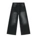 Men's Clothing Trendy Men's Washed Jeans Denim Lightning Stripe Design Loose Straight Leg Wide Leg Pants Retro Style_mkmklike.com