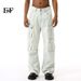 EF JEANS | 2024 New American Street Trend Light Color Washed Multi-Pocket Jeans Overalls Wide Legs_mkmklike.com