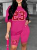 Women's Clothing Solid color all match digital printing two piece short sleeved shorts loose casual spring and summer_mkmklike.com
