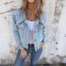 Women's Cropped Denim Jacket – Lightweight, Button-Up Collar, Stylish Pockets For Spring & Summer_mkmklike.com