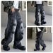 Men's Distressed Straight Leg Jeans - Vintage Washed Denim Pants With Ripped Details For Casual Streetwear_mkmklike.com