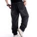 Pure 2022 European And American Style Black Washed Jeans For Men Hip Hop Street Dance Loose Plus Size Youth Long Pants_mkmklike.com