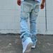 Cleanfit Style Slim Fit Jeans For Men Textured Hand Distressed Stretch Long Pants Versatile Flared_mkmklike.com