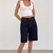 Vintage Washed Denim Mid-Rise Capri Pants For Women - Comfortable Straight-Leg Casual Shorts (S-XXL, Classic Blue/Black)_mkmklike.com