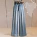 Women's Clothing Light Blue High Waist Wide Leg Jeans For Women Spring New Loose Straight Slim Drape Mopping Flared Pants_mkmklike.com