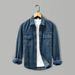 "Men's Oversized Denim Shirt Jacket -Inspired Distressed Wash, Thickened Cotton Blend, Relaxed Fit For Streetwear & Layering"_mkmklike.com