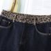 Fleece-Lined Leopard Print Snow Pants – High-Waisted, Curved Hem Jeans (Cotton Blend, Mid-Stretch, Winter-Ready, Urban Chic, Statement Workwear)_mkmklike.com