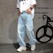 Vintage Washed Light Blue Jeans – Streetwear Relaxed Straight-Leg Denim Pants For Men (S-3xl) – Oversized Boyfit With Distressed Hem_mkmklike.com