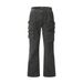 Multi-Pocket Cargo Jeans For Men, Autumn High Street Trendy Loose Straight Pants, Washed And Distressed Wide-Leg Long_mkmklike.com
