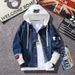 New Perforated Denim, Handsome Men's Clothing, Korean Version, Casual Student Vacation, Two-Piece Hooded Baseball_mkmklike.com