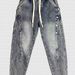 Retro Washed Blue Jeans Men's Spring And Summer Trendy Brand Loose Tied Feet Harlan Pants Ruffian Handsome Breasted Casual Pants_mkmklike.com