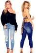 Ripped High-Waisted Skinny Jeans For Women – Stretch Denim Cropped Pants With Distressed Details (Dark Blue/Light Blue, S-3XL)_mkmklike.com