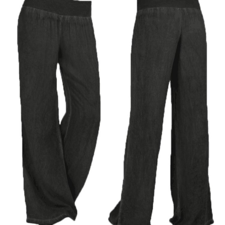 Women's Stretchy Wide-Leg Jeans – Comfortable High-Waisted Casual Pants With Elastic Waistband (Black, Light Blue, S-5XL)_mkmklike.com