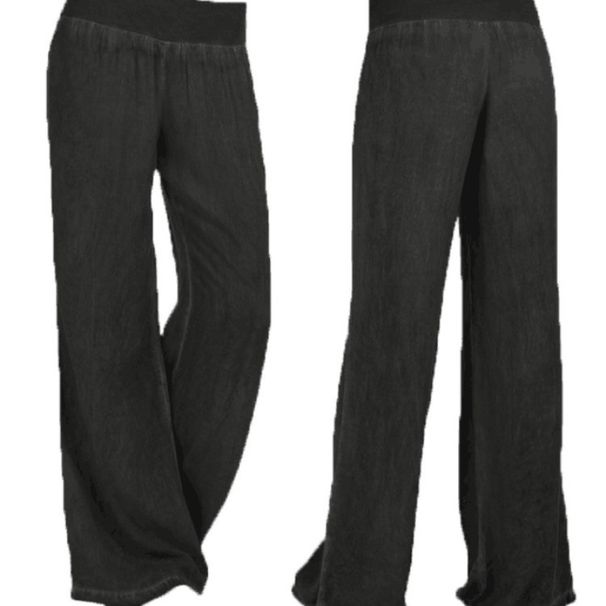 Women's Stretchy Wide-Leg Jeans – Comfortable High-Waisted Casual Pants With Elastic Waistband (Black, Light Blue, S-5XL)_mkmklike.com