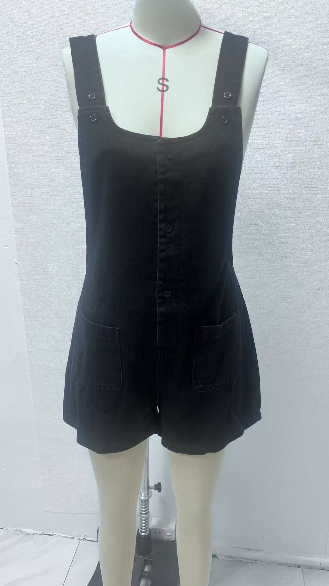 K European And American Overalls Slim Fit Fashionable Straight Tube One-piece Overalls Denim Shorts For Women_mkmklike.com