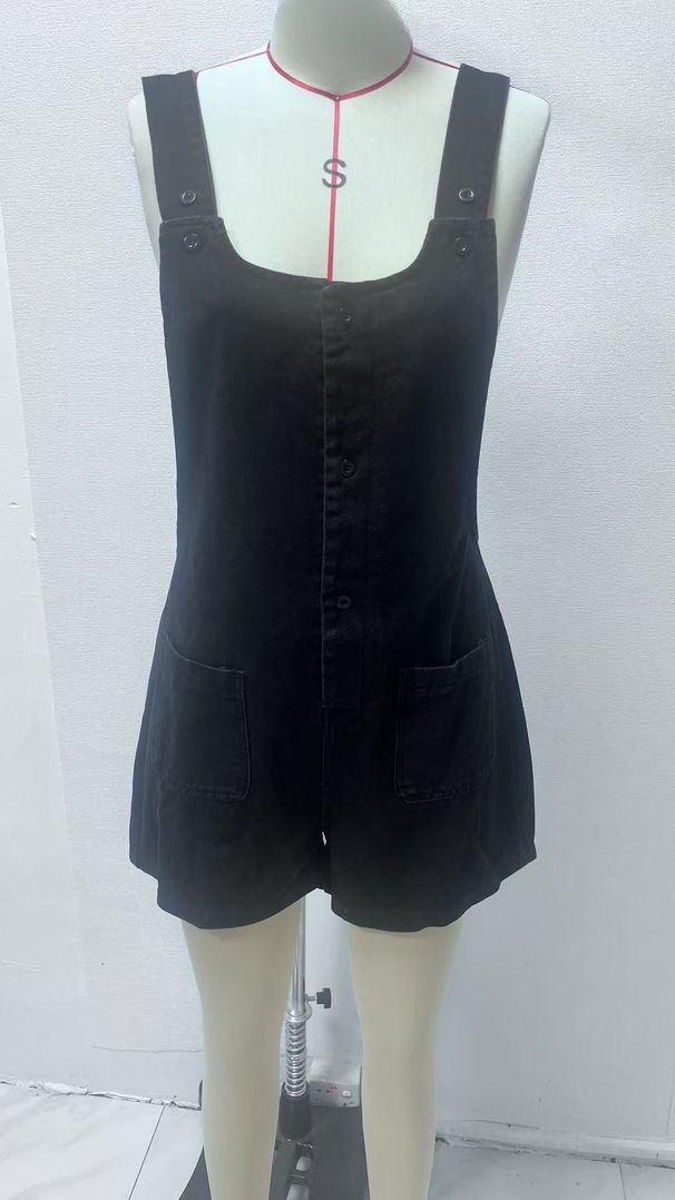 K European And American Overalls Slim Fit Fashionable Straight Tube One-piece Overalls Denim Shorts For Women_mkmklike.com