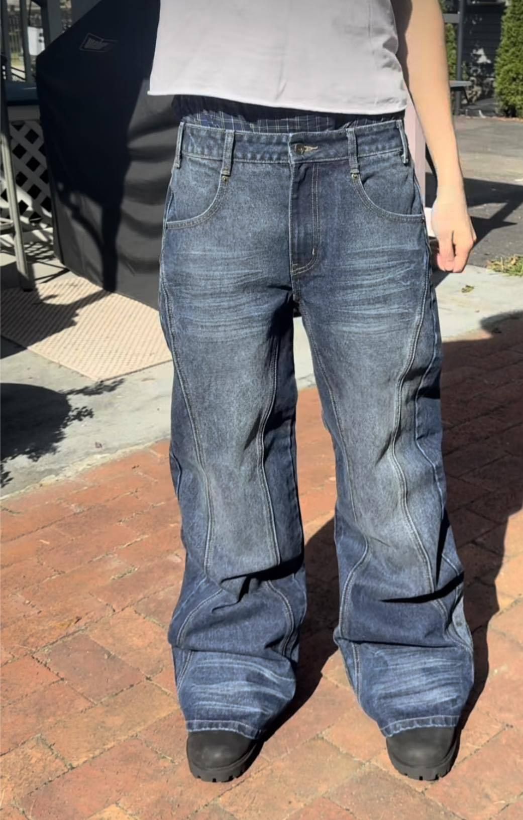 Men's Washed Distressed Jeans Cross Border Style Loose Straight Leg Casual Pants American Retro Autumn Winter Streetwear_mkmklike.com