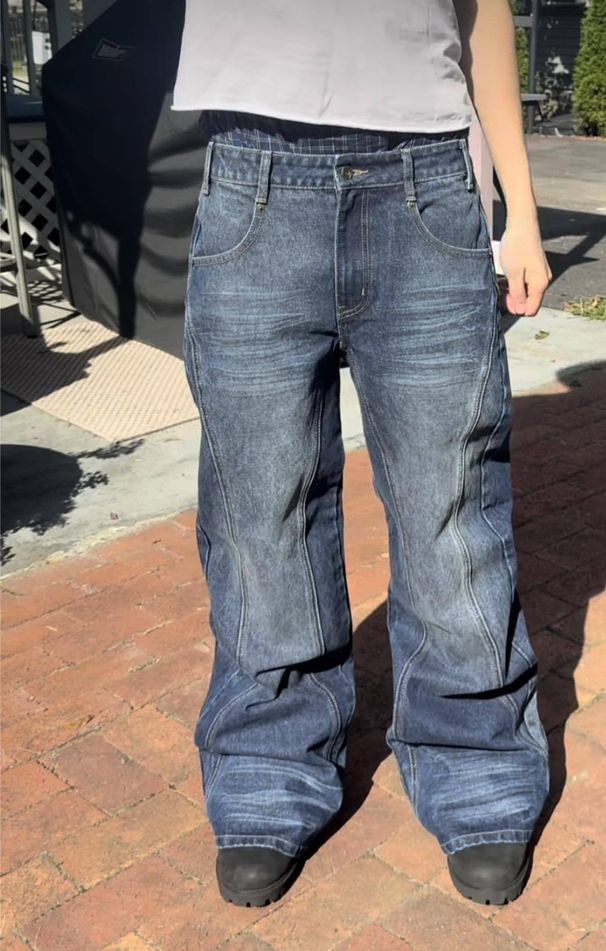 Men's Washed Distressed Jeans Cross Border Style Loose Straight Leg Casual Pants American Retro Autumn Winter Streetwear_mkmklike.com