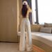 Shisanxing 2026 Spring New Khaki Old Money Style Women's High-Waisted Flared Jeans, Not Tight-Fitting Bell-Bottom Pants_mkmklike.com