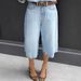 Women's Retro Wide Leg Jeans Y2 Style Bermuda Straight Leg Mid Length Pants Versatile Slimming_mkmklike.com