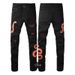 Loom European And Trendy Brand Ripped Snakeskin Patch American Style Skinny Street Jeans Men's Embroidered Snake Stretch_mkmklike.com