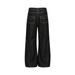 Men's Loose Fit Straight Leg Jeans - American High Street Style With Vintage Deconstructed Embroidery Design, Black Denim For Casual Wear_mkmklike.com