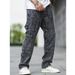 Men's Clothing Men's Fashion Jeans, Black Straight Leg Pocket Work Jeans NK361_mkmklike.com