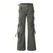 Men's Tactical Pocket Strap Cargo Denim Long Functional Split Splicing Design Loose Flared Pants Trendy_mkmklike.com