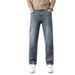 Men's Stretch Denim Trousers With Elastic Waist - Relaxed Fit Straight Leg Comfort Pants For Casual Wear_mkmklike.com