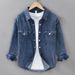 Casual Long Sleeved Denim Shirt, Men's Trendy Versatile Retro Workwear Shirt, Men's Outerwear Top_mkmklike.com