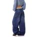 Men's Retro Style Wide Leg Jeans Curved Pocket High Street Design Loose Fit Floor Length Pants For Spring Autumn_mkmklike.com