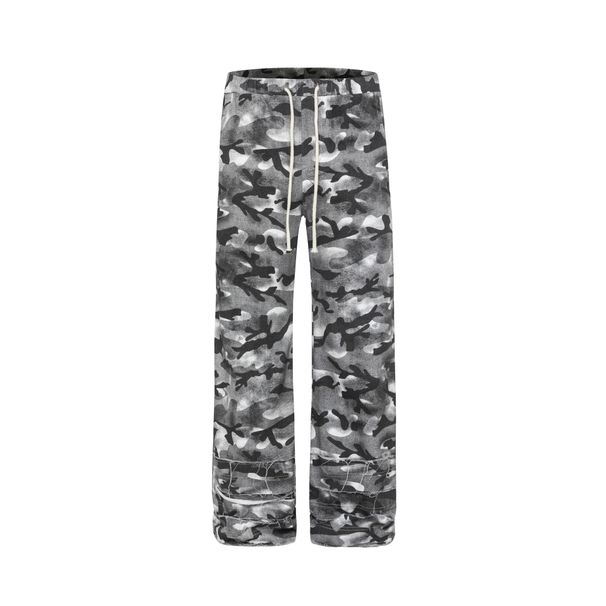 Men's Clothing casual pants camouflage dirty dye loose hand destroyed trouser legs casual straight stacked canvas long pants_mkmklike.com