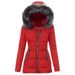 Women's Clothing color fur collar zipper decoration slim cotton coat for women thick coat for women_mkmklike.com