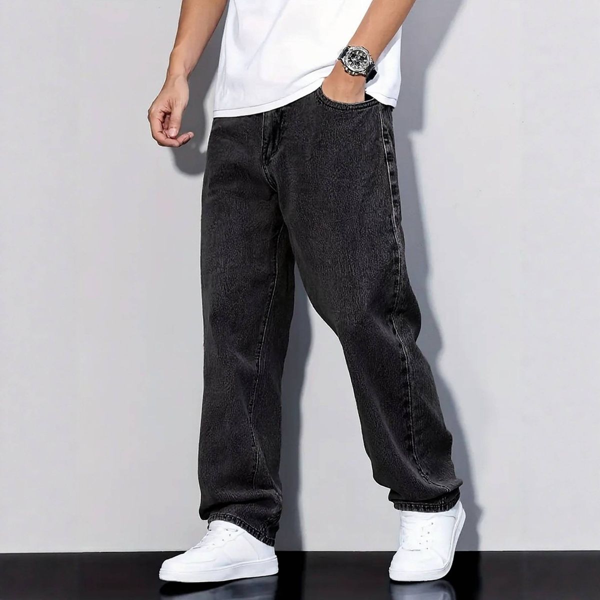 Men's Clothing Men's High Stretch Casual Trousers Loose Fitting Washed Distressed Straight Leg For Formal & Casual_mkmklike.com