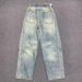 Men's Patchwork Curved Blade Jeans Straight Leg Loose Fit Wide Leg Pants Design Spring Autumn Plus Size_mkmklike.com