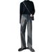 Nordmann Black Gray Jeans Men's Straight Leg Loose New American Retro High Street Versatile Cool Casual Long Pants_mkmklike.com