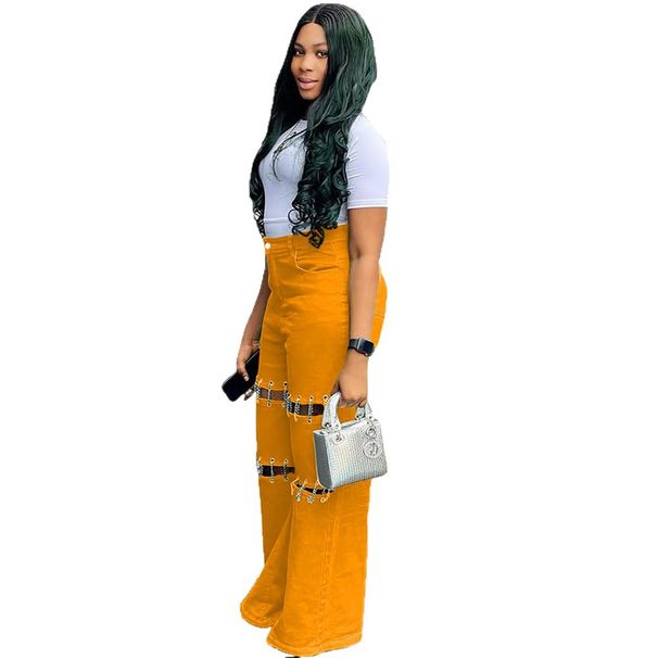 High-Waisted Women's Jeans With Chain & Cutout Design | Straight-Leg Denim Pants – Edgy Streetwear & Bold Fashion Statement (S-XXL)_mkmklike.com