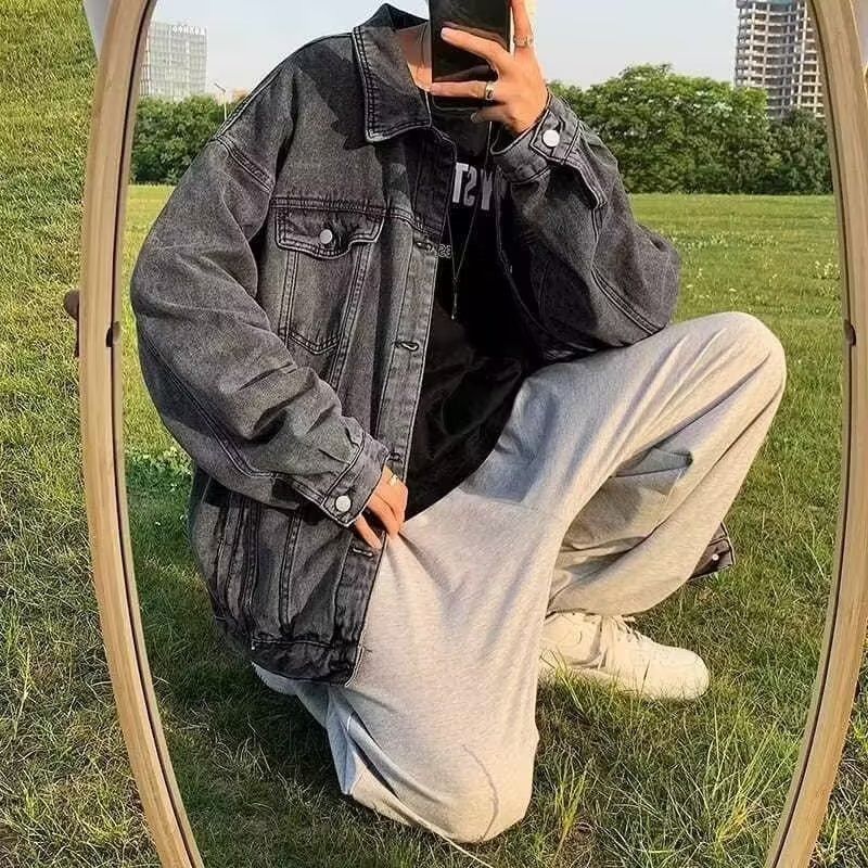 Cowboy Men's Spring And Autumn Fashion Brand High Street Ruffian Handsome Big Pocket Workwear Jacket Loose Collar Top_mkmklike.com