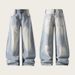 Men's Bamboo Joint Washed Curved Jeans Loose Wide Leg Casual Trousers Mid Waist Straight Pants Autumn Style High Street Vibe Black Blue_mkmklike.com