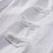 Men's Slim Fit White Distressed Jeans With Embroidery & Print, Stretch Denim Tapered Leg Casual Trousers_mkmklike.com