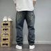 Men's Clothing Fashion Brand Loose Straight Ripped Spring And Autumn Patch Jeans Men's Retro Distressed Harem Tapered Pants_mkmklike.com