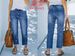 Women's Loose Straight Leg Cropped Jeans With Frayed Edges And Ripped Details_mkmklike.com