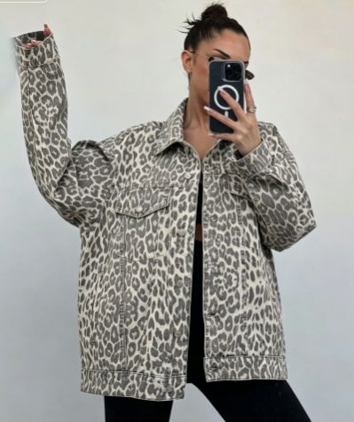 Women's Clothing Vintage American Retro Leopard Print Denim Jacket - Oversized Loose Fit Fashion Coat For Women & Men_mkmklike.com