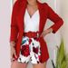 Women's Clothing casual printed shorts belt suit jacket suit two piece set_mkmklike.com