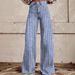 Women's Clothing Striped Wide Leg Straight Leg Flared Jeans For Women_mkmklike.com