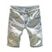 Men's Light Blue Ripped Denim Shorts Summer Fashion Trend Handsome Casual Hole Cutout Pants_mkmklike.com